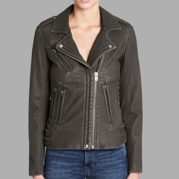 IRO 100% Lambs Leather Boho Sz M Distressed Han Moto Biker Jacket - Picture 1 of 16